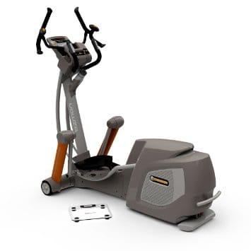 Yowza Fitness Islamadora Elliptical showing the 2 hand grips, the console as centerpiece and oversized pedal to make feet comfortable